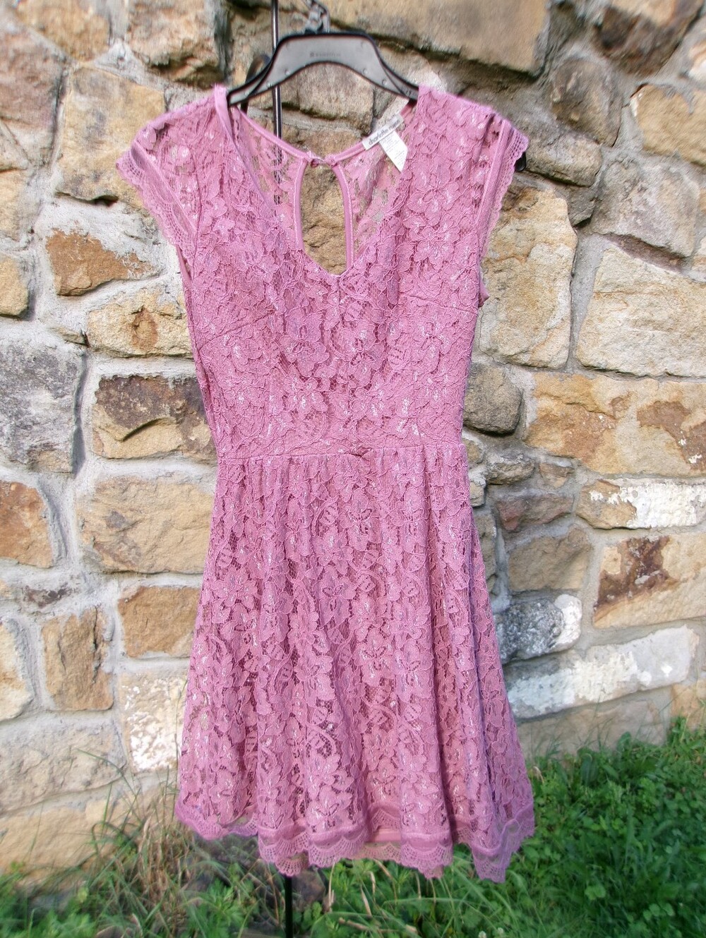 Charlotte Russe Pink Floral Lace Dress